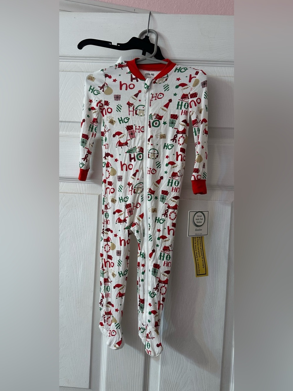 Little Me Baby Christmas Pajamas 18M Santa Ho Ho Bamboo Footed Sleeper NWT